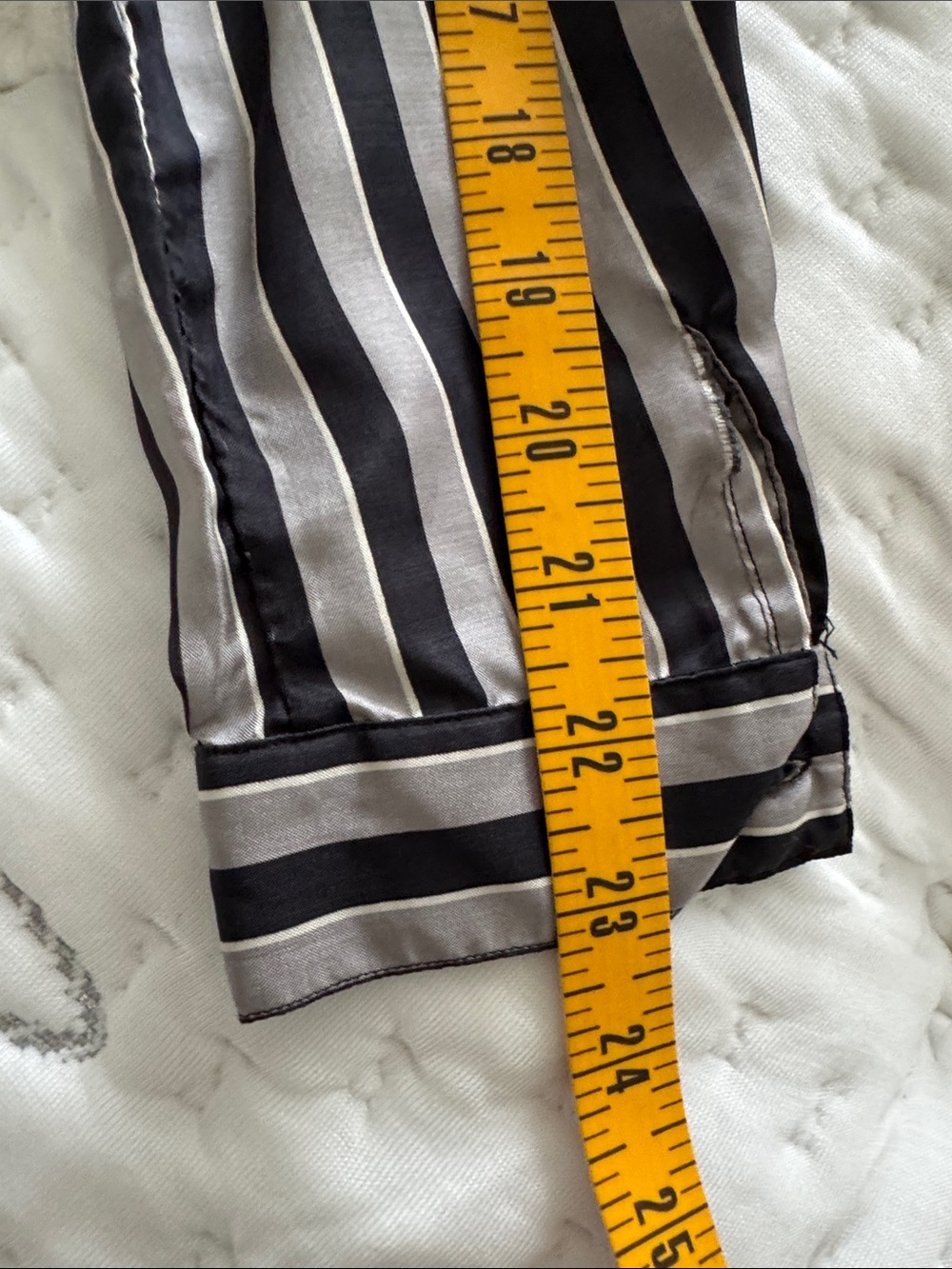 French Vintage Black, Gray, and White Striped & Polka Dot Blouse - Picture 9 of 10